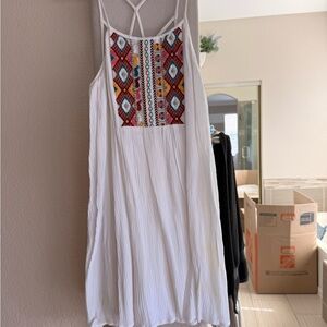 White Sundress with Colorful Embroidery